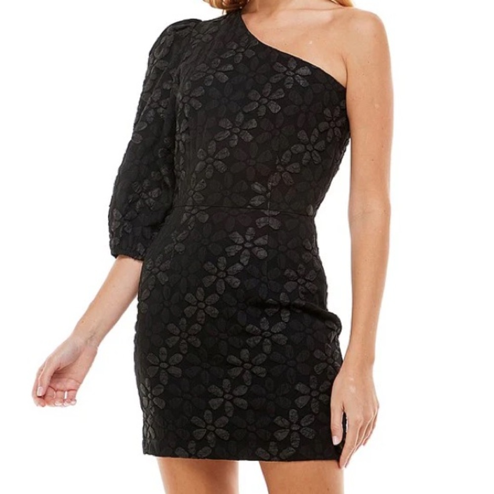 fab'rik Black Asymmetrical One-Shoulder Cocktail Dress